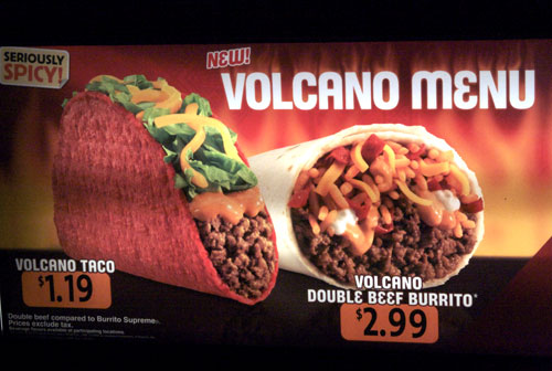 Taco Bell's Volcano Menu
