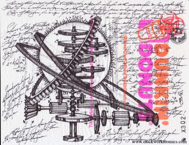 Napkin Art #18: ÒClockwork Atomics x234Ó by Scott Wilson