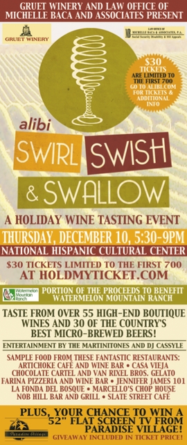 AlibiÕs Swirl, Swish and Swallow Wine Tasting is Tonight!