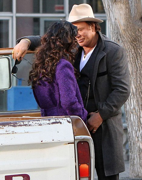 Megan Fox and  Mickey Rourke in New Mexico filming Passion Play