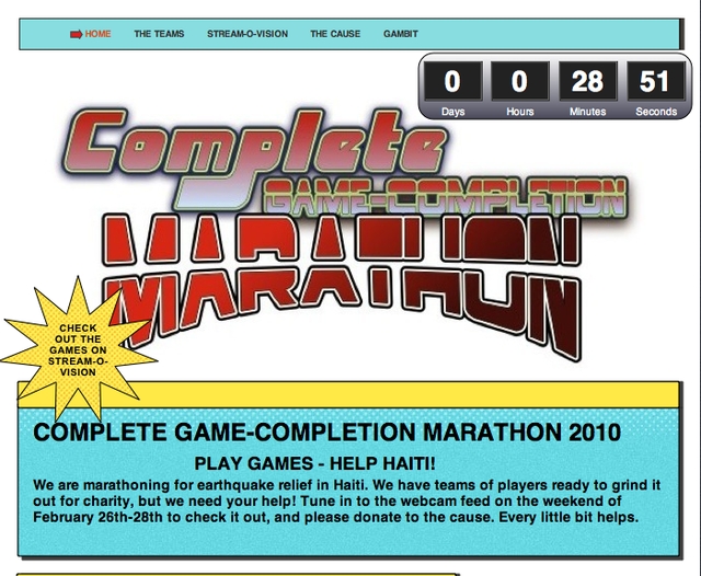 Complete Game Completion Marathon for Haiti February 26-28