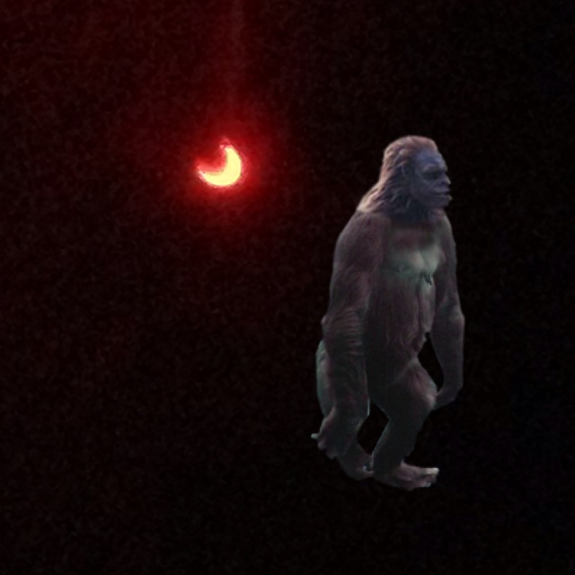 Bigfoot captured in solar eclipse photo.