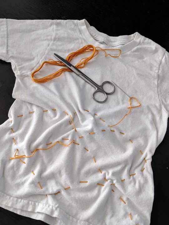 T-shirt with stitches
